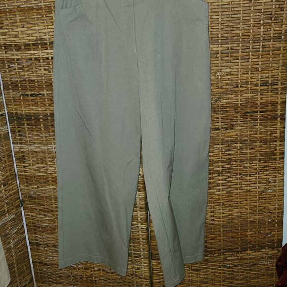 Eileen Fisher Taupe Wide Leg Crop Pant Women's SZ M VTG Cotton Stretch Waist - Picture 2 of 5